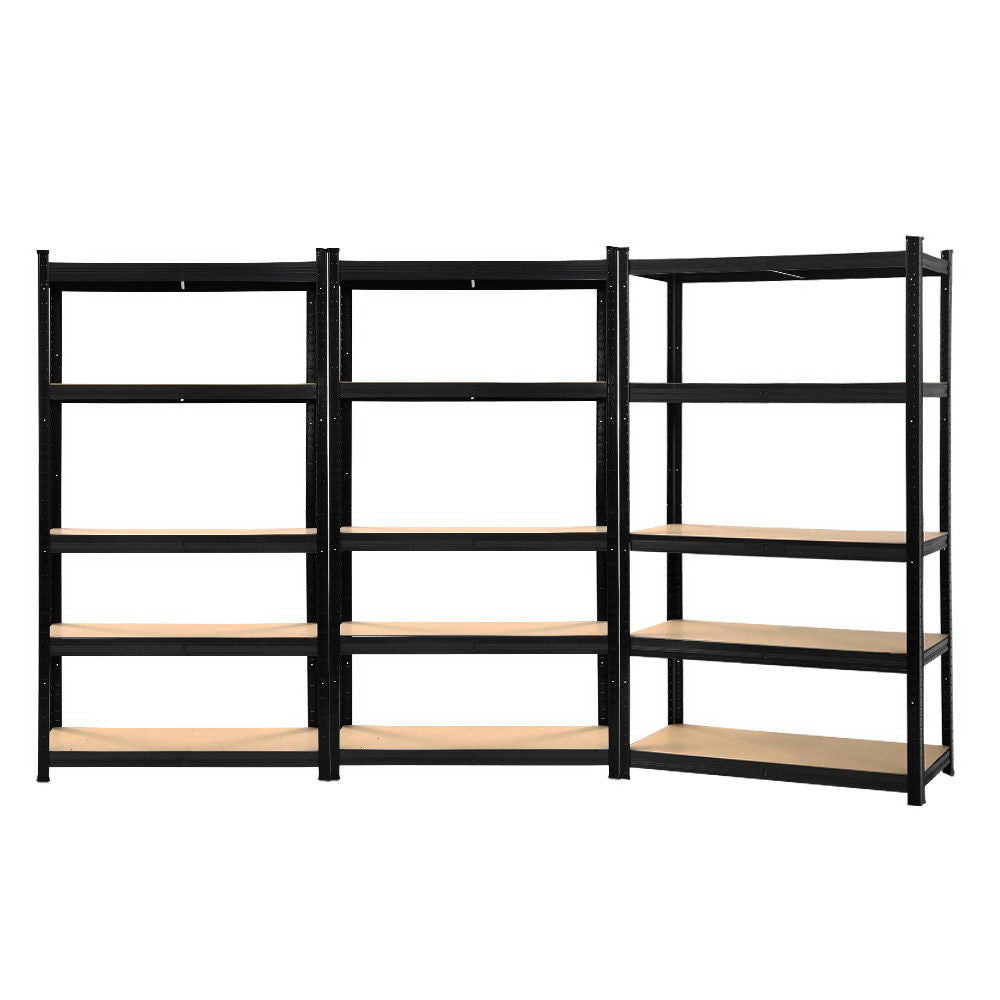 Garage Shelving - Giantz 3x1.8M x 0.9M Garage Shelving Warehouse Rack Pallet Racking Storage Shelf Black