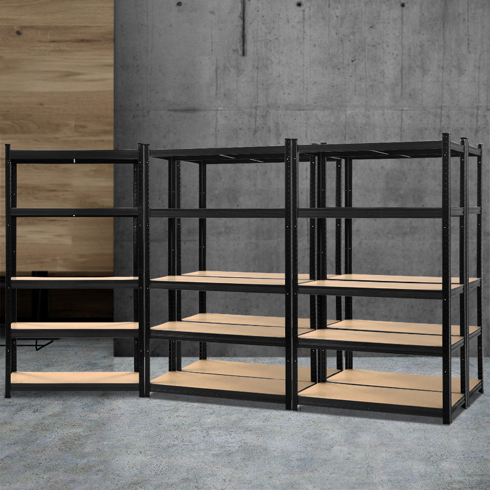 Garage Shelving - Giantz 5x1.8M x 0.9M Garage Shelving Warehouse Rack Pallet Racking Storage Shelf Black