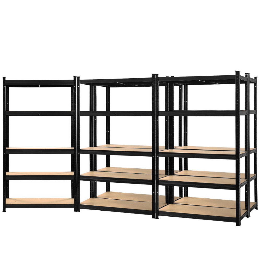 Garage Shelving - Giantz 5x1.8M x 0.9M Garage Shelving Warehouse Rack Pallet Racking Storage Shelf Black
