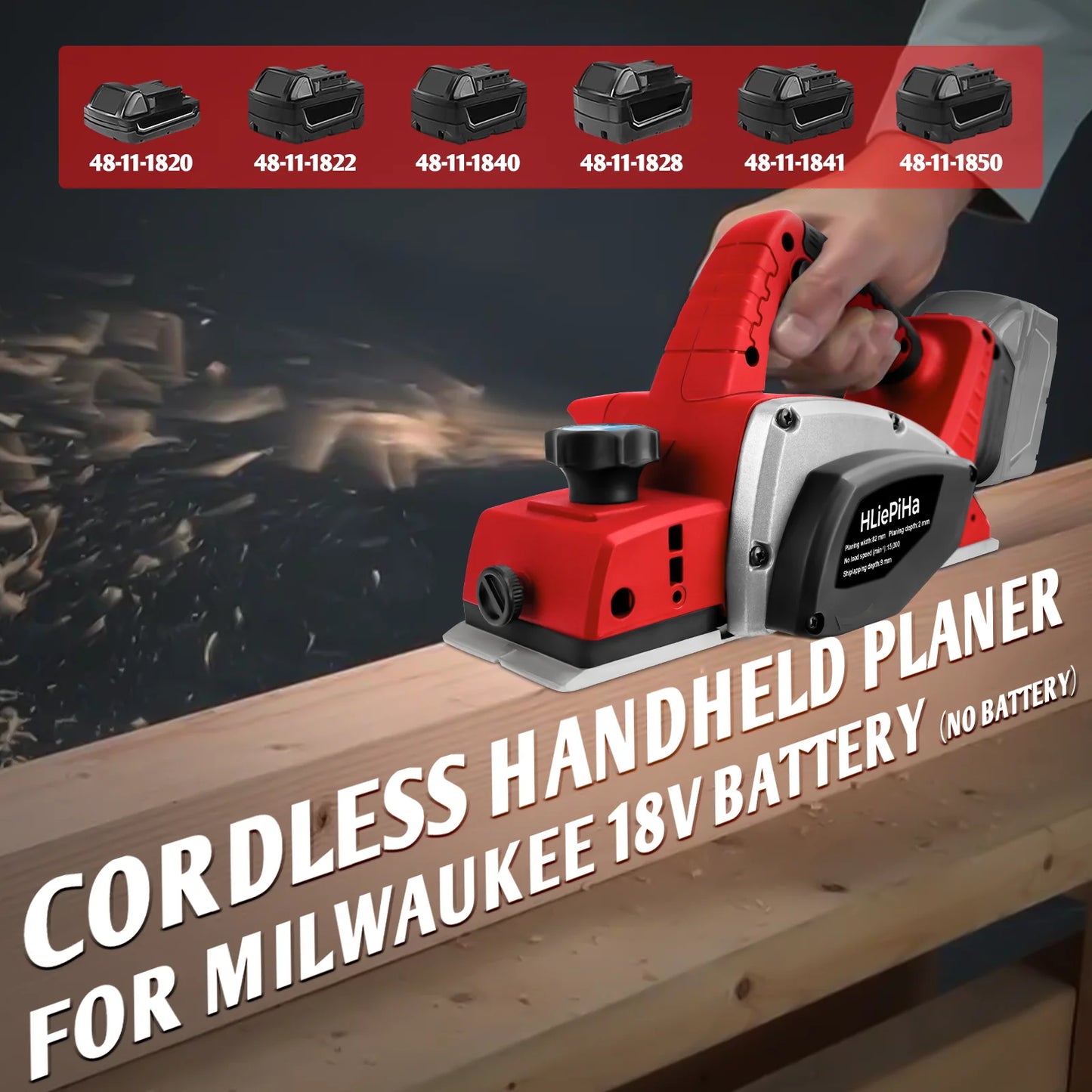 Milwaukee Compatible 18V Brushless Electric Planer 15000RPM