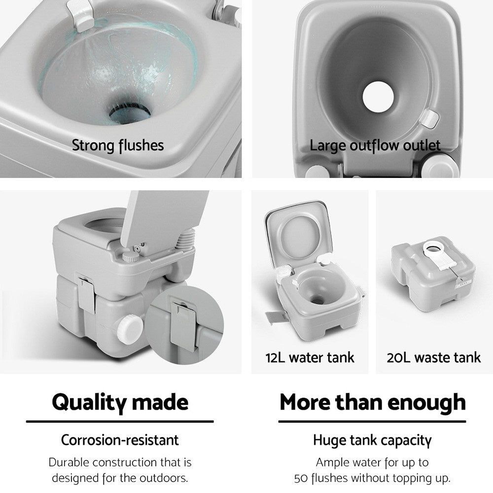 Camping Toilet Weisshorn 20L Portable Camping Toilet Outdoor Flush Potty Boating