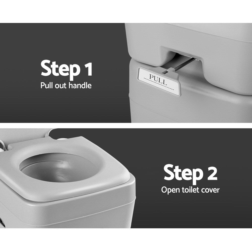 Camping Toilet Weisshorn 20L Portable Camping Toilet Outdoor Flush Potty Boating