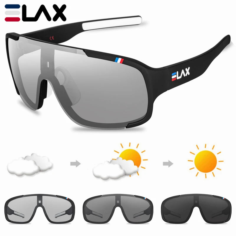 ELAX JV Polarized and Photochromic Cycling Glasses Outdoor Eyewear Sports Sunglasses Men Women Mtb Bike Bicycle Goggles