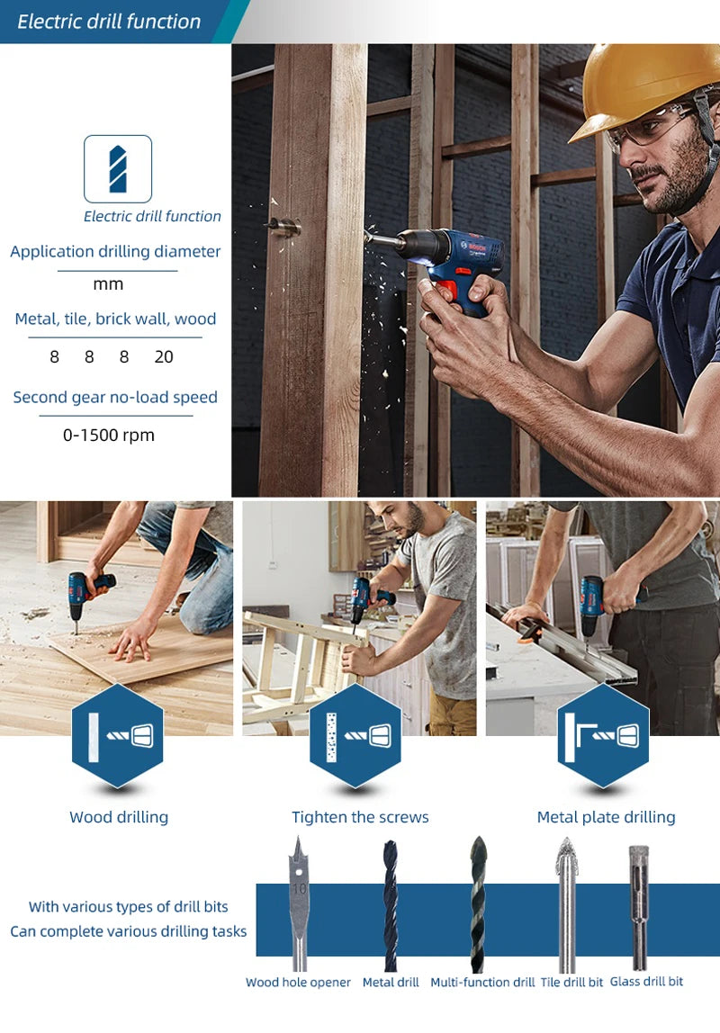 Bosch Professional Cordless Drill GSR 120-LI 12V Multi-Function Electric Driver Electric Screwdriver Power Tool (Bare Tool)