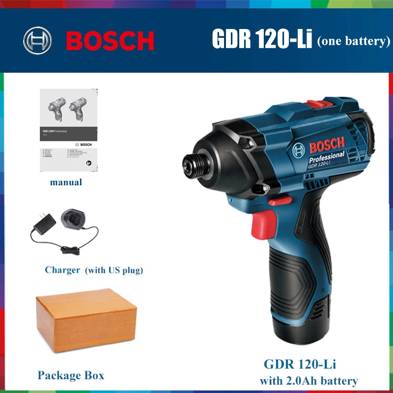 Bosch Impact Driver GDR 120-LI 12V Cordless Electric Drill Rechargeable Screwdriver 100N/m Impact Wrench Bosch Power Tools