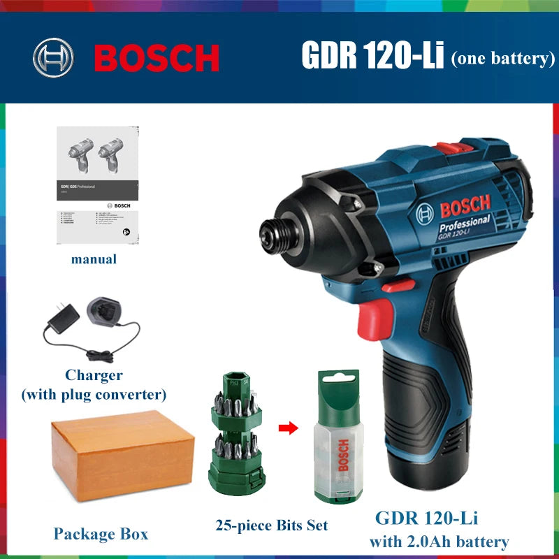 Bosch Impact Driver GDR 120-LI 12V Cordless Electric Drill Rechargeable Screwdriver 100N/m Impact Wrench Bosch Power Tools