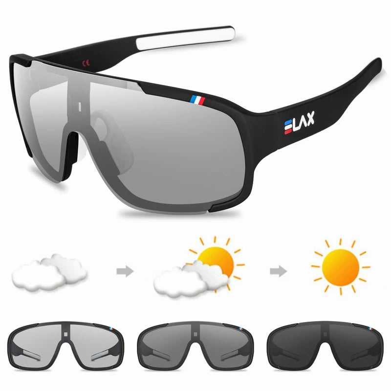 ELAX JV Polarized and Photochromic Cycling Glasses Outdoor Eyewear Sports Sunglasses Men Women Mtb Bike Bicycle Goggles