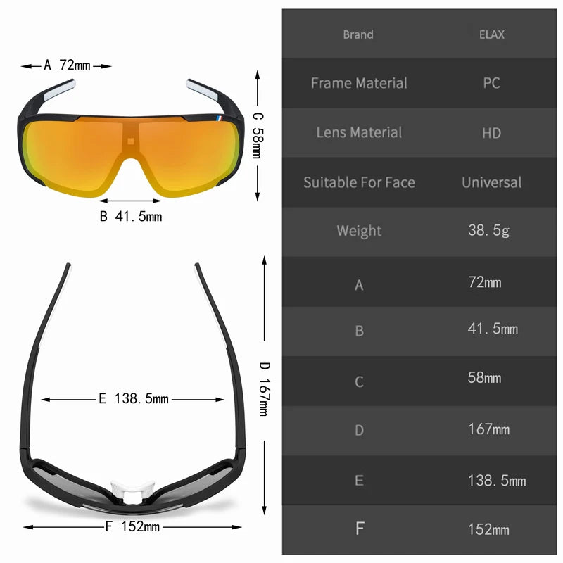 ELAX JV Polarized and Photochromic Cycling Glasses Outdoor Eyewear Sports Sunglasses Men Women Mtb Bike Bicycle Goggles