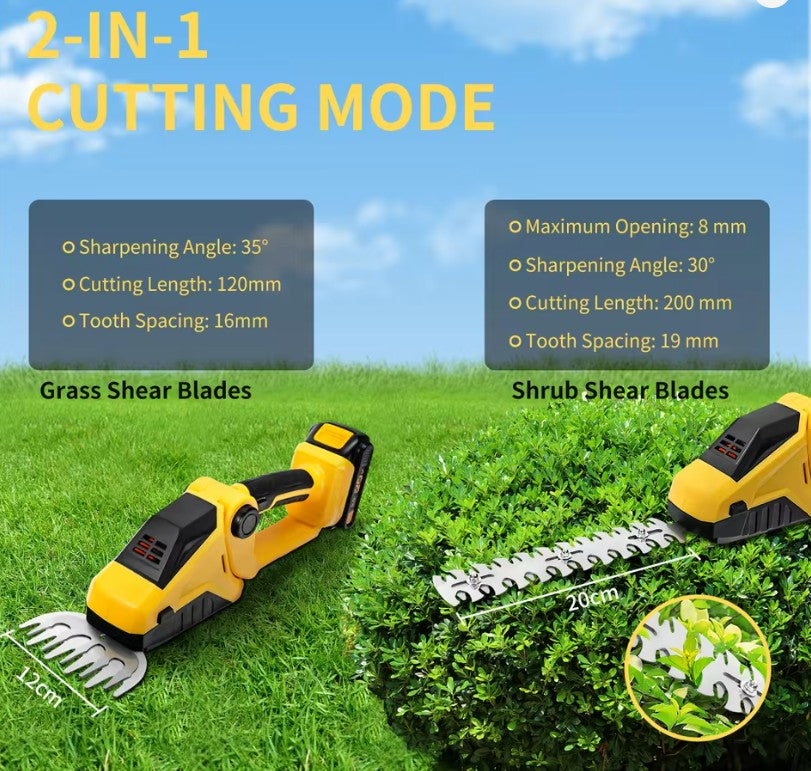 DeWalt Compatible 18v 20v 2‑in‑1 Cordless Hedge &amp; Grass Trimmer