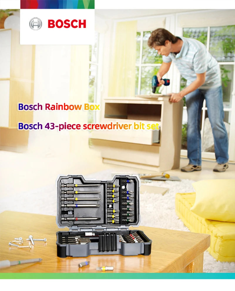 BOSCH Screwdriver Head Set 43 pieces Bit kit Power Screwdriver Electric Drill Home DIY Screwdriver Head  Set Rainbow Magic Box