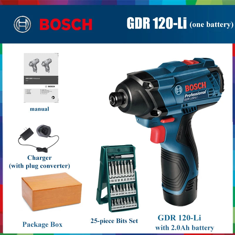 Bosch Impact Driver GDR 120-LI 12V Cordless Electric Drill Rechargeable Screwdriver 100N/m Impact Wrench Bosch Power Tools