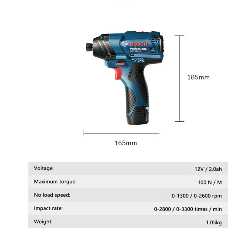 Bosch Impact Driver GDR 120-LI 12V Cordless Electric Drill Rechargeable Screwdriver 100N/m Impact Wrench Bosch Power Tools