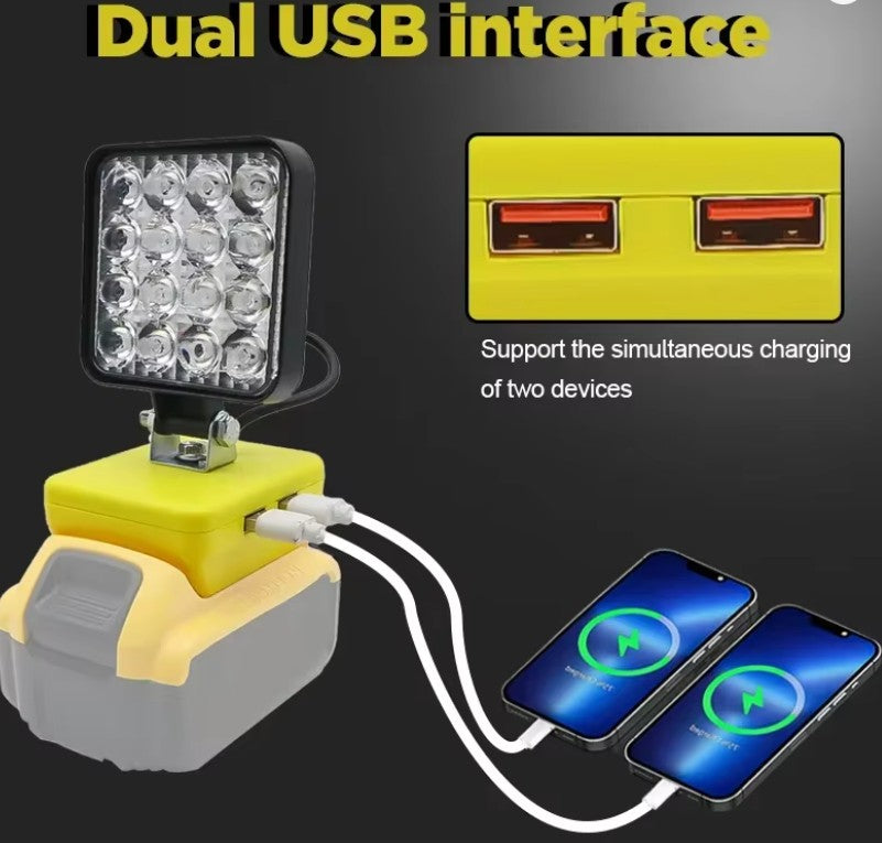 DeWalt compatible 18v 20v LED Light and phone charger