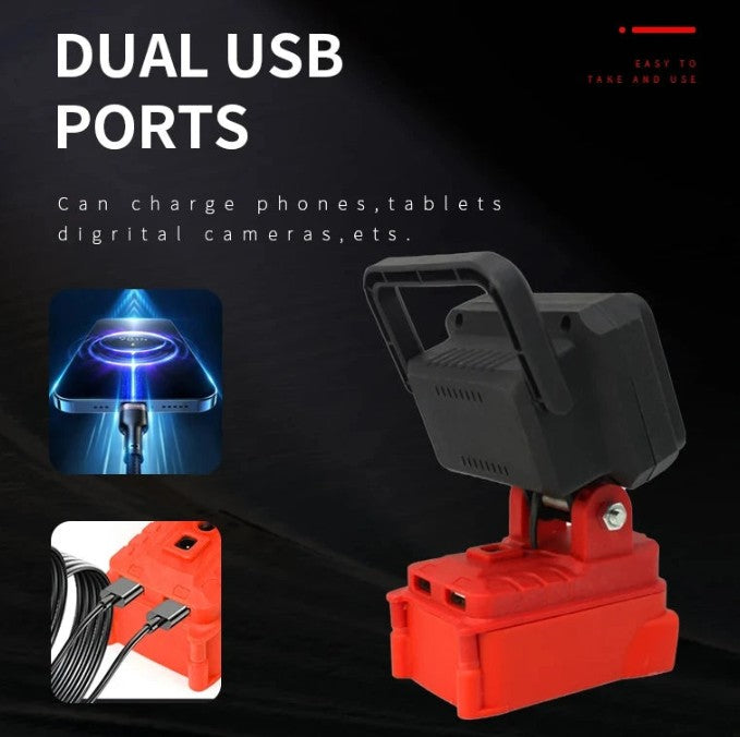 Milwaukee Compatible LED light and Phone charger
