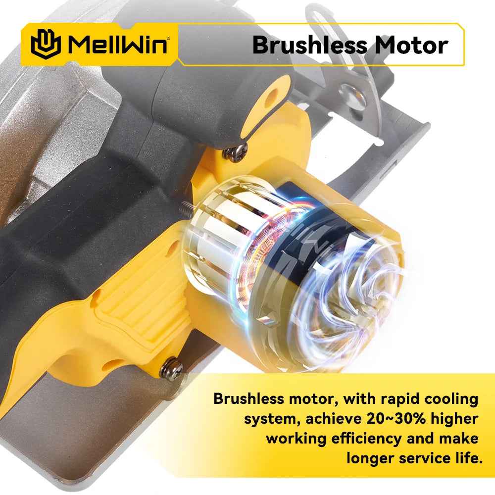 Makita Compatible 18V MELLWIN 5 Inch Electric Brushless Circular Saw 125MM Cordless Multi-Angle Saw Woodworking Power Tool For Makita 18V Battery Pin
