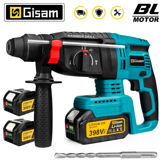 Makita Compatible 18V Gisam 26MM Brushless Electric Hammer Drill Multifunctional Cordless Rotary Hammer Impact Drill Tool For Makita 18V Battery Pin