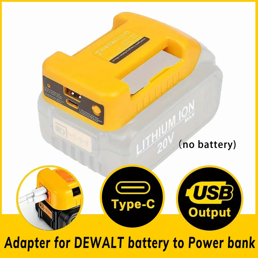 DeWalt compatible USB 18V 20V Adapter With Dual Output Interface For DEWALT 18V 20V Battery DCB200 Batteries