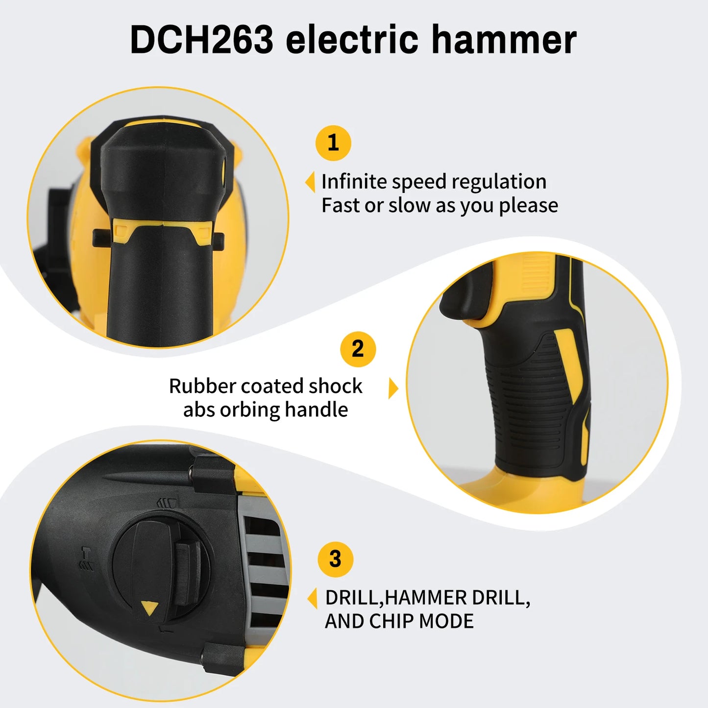 DEWALT DCH263 18V - 20V Max Brushless Wireless Hammer SDS Handle in D Rotary Electric Hammer Concrete Wall Drill Hole Power Tools