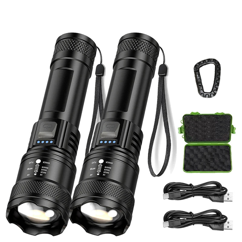 Torch Super Bright P50 JV Flashlight USB Rechargeable LED Long Range Tactical Torch Outdoor Waterproof Emergency Camping Fishing Lantern
