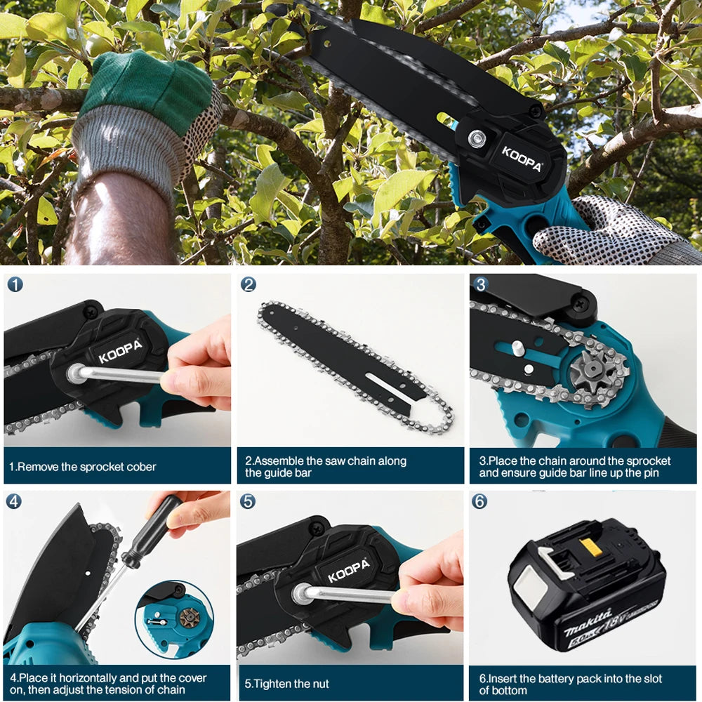 Makita Compatible 18V Mini Chainsaw for Makita 18v (No Battery) Woodworking with Small Handheld Electric 6-inch Logging Sawzall Mini Portable Chainsaw