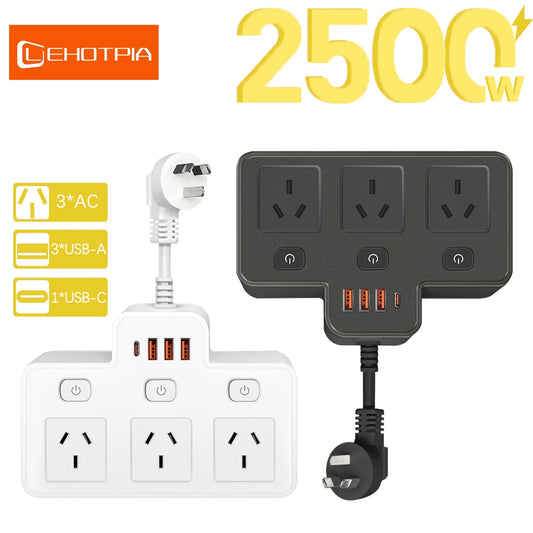 Power board Australia Power Strip AU Multitap Wall Mounted Independent Switch Power Socket With USB C Charging Ports Network Filter Adapter