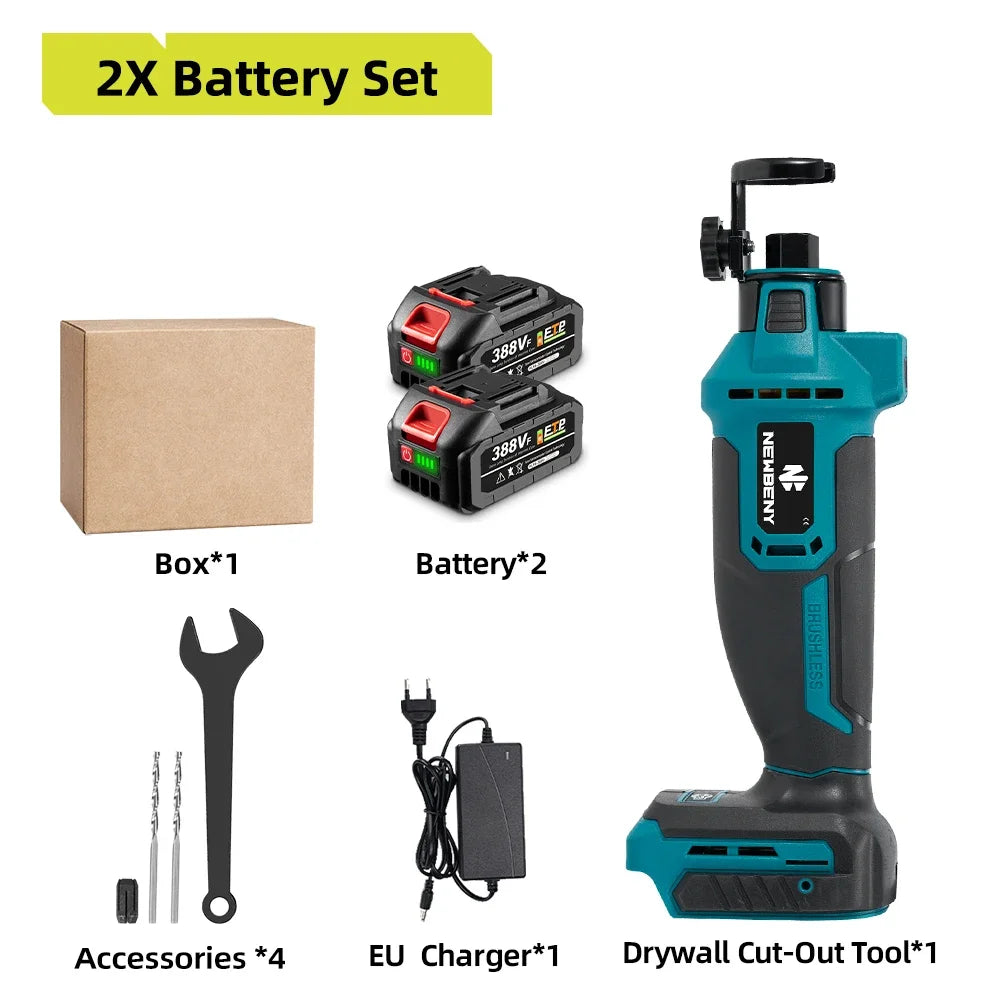 Makita Compatible 18V JV NEWBENY Brushless Electric Drywall Cut Out Tool 3 Gears Cordless Cutting Wood Drywall Sheetrock Wood For Makita 18V Battery Pin