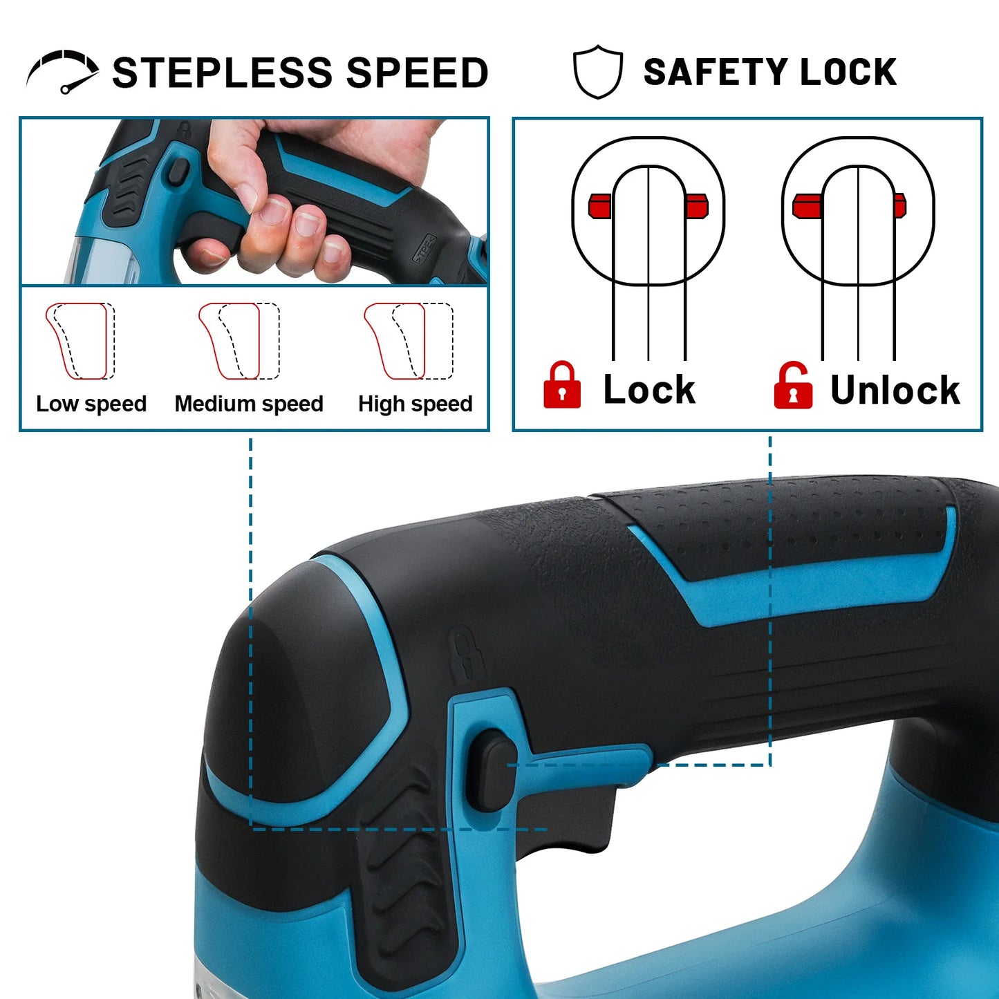 Makita Compatible 18V Gisam 26mm Electric Jigsaw Portable Cordless Saw Multi-Function Wood Cutting Woodworking Machines For Makita 18V Battery pin