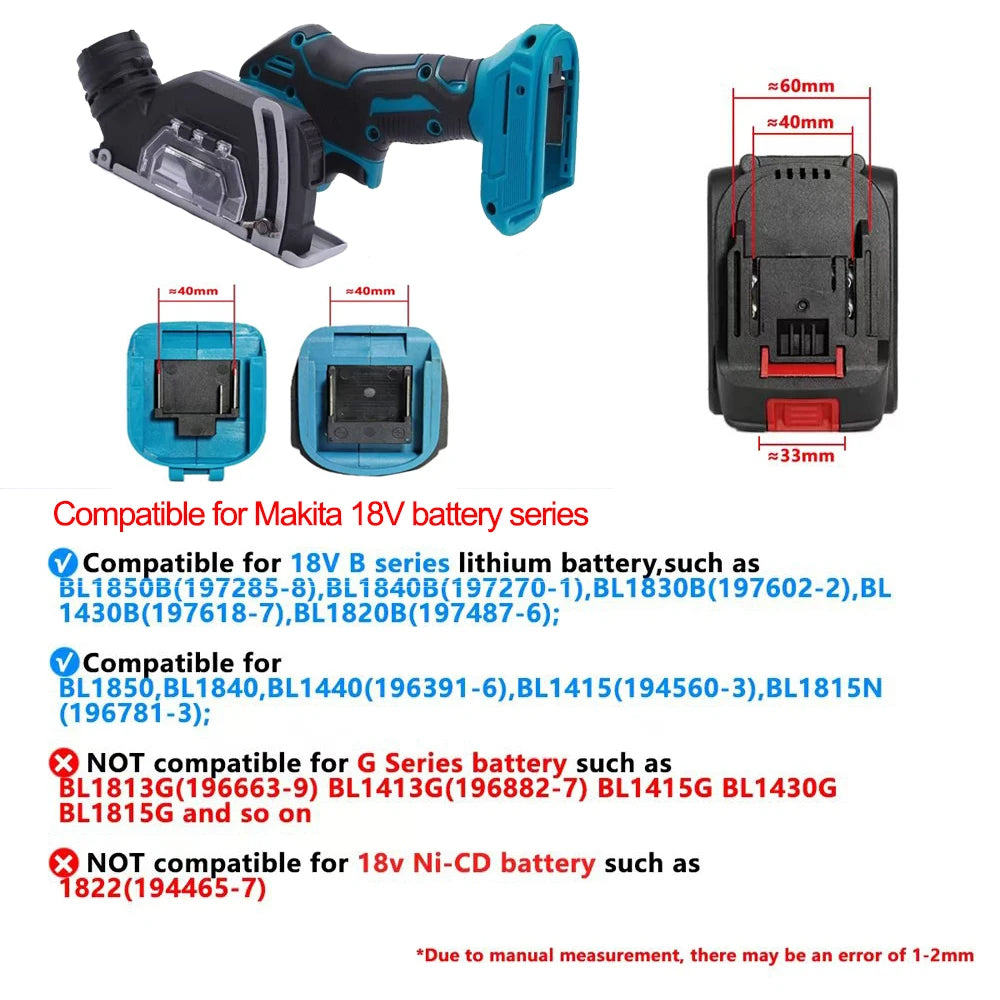 Makita Dewalt 18V 20V compatible 3 Inch Mini Angle Grinder CUT OFF Circular Saw