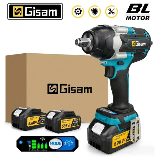 Makita 18V compatible Gisam 1800N.M Torque Brushless Electric Impact Wrench 1/2 inch Screwdriver Cordless Wrench Power Tool For Makita 18V Battery pin