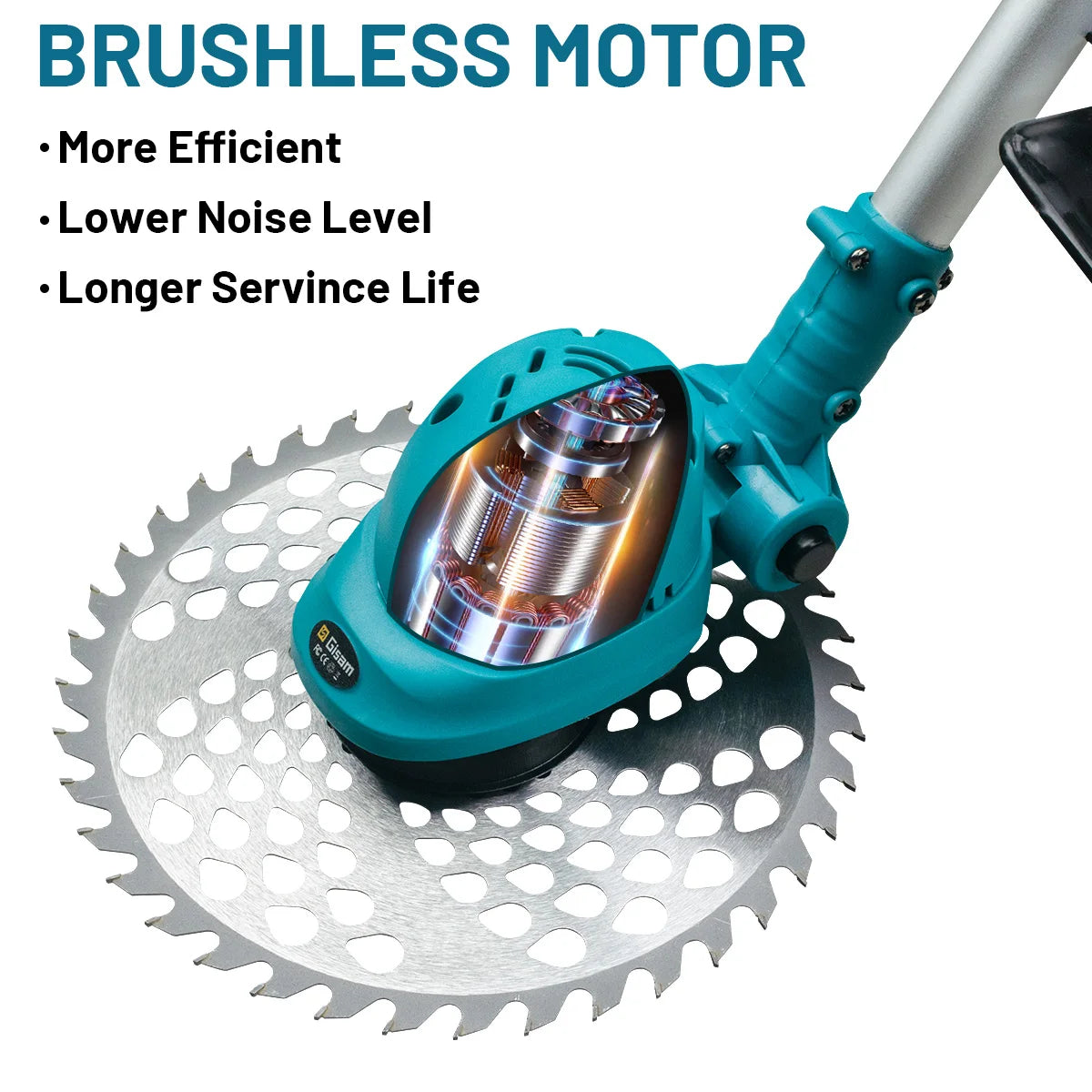 Makita Compatible 18V Gisam 10Inch Brushless Electric Lawn Mower 36000RPM Grass Trimmer Length Adjustable Garden Power Tool For Makita 18V Battery Pin