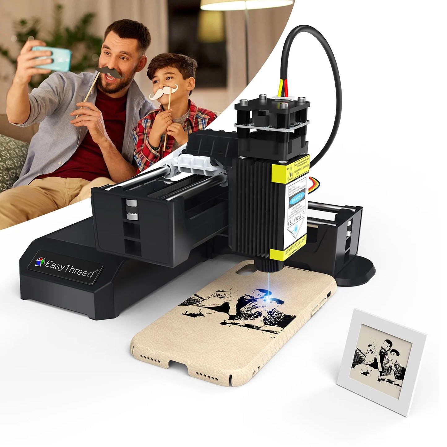 Easythreed JV Mini Portable Laser Engraver Diy Bluetooth Machine Painted Toy Tag Paper Leather Wooden Plastic Logo CNC Machine EU