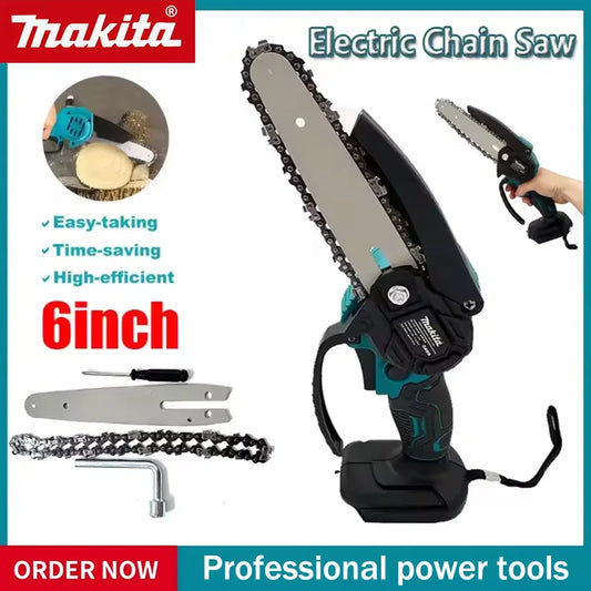 Makita 18v JV 6 Inch Chain Saw Electric Saw Handheld Portable Wood Logging Chainsaw Garden Pruning Wood Power Tool for 18V Battery