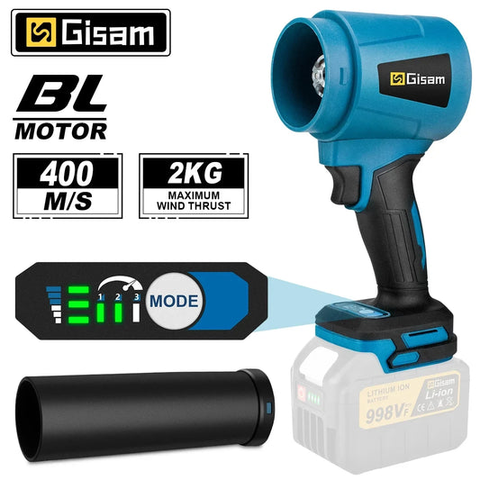Makita Compatible 18V Gisam 300000RPM 400M/S Brushless Electric Turbo Blowers Jet Fan Handheld Leaf Blower Dust Blowing for Makita 18V Battery Pins