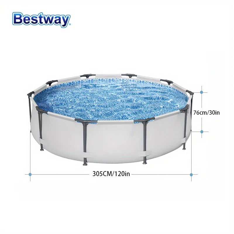 Bestway 56406 Swimming Pool Set JV, Above Ground Round Play Pool, Round Framed Swimming Pool, Above Ground Framed Swimming Pool