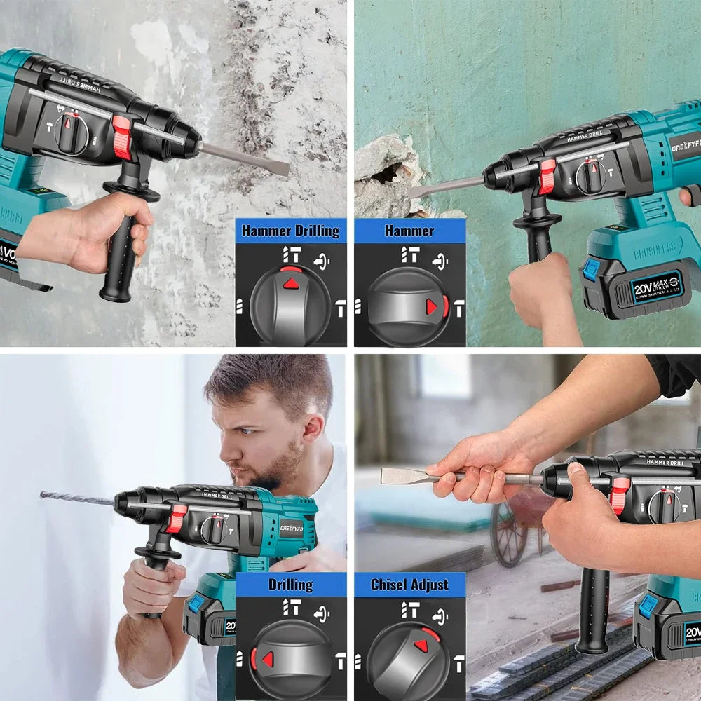 Makita Compatible 4 Pc Tool Sets Brushless Cordless Angle Grinder +Electric Hammer Drill +Jigsaw + 172 Electric Drill for Makita 18V Battery