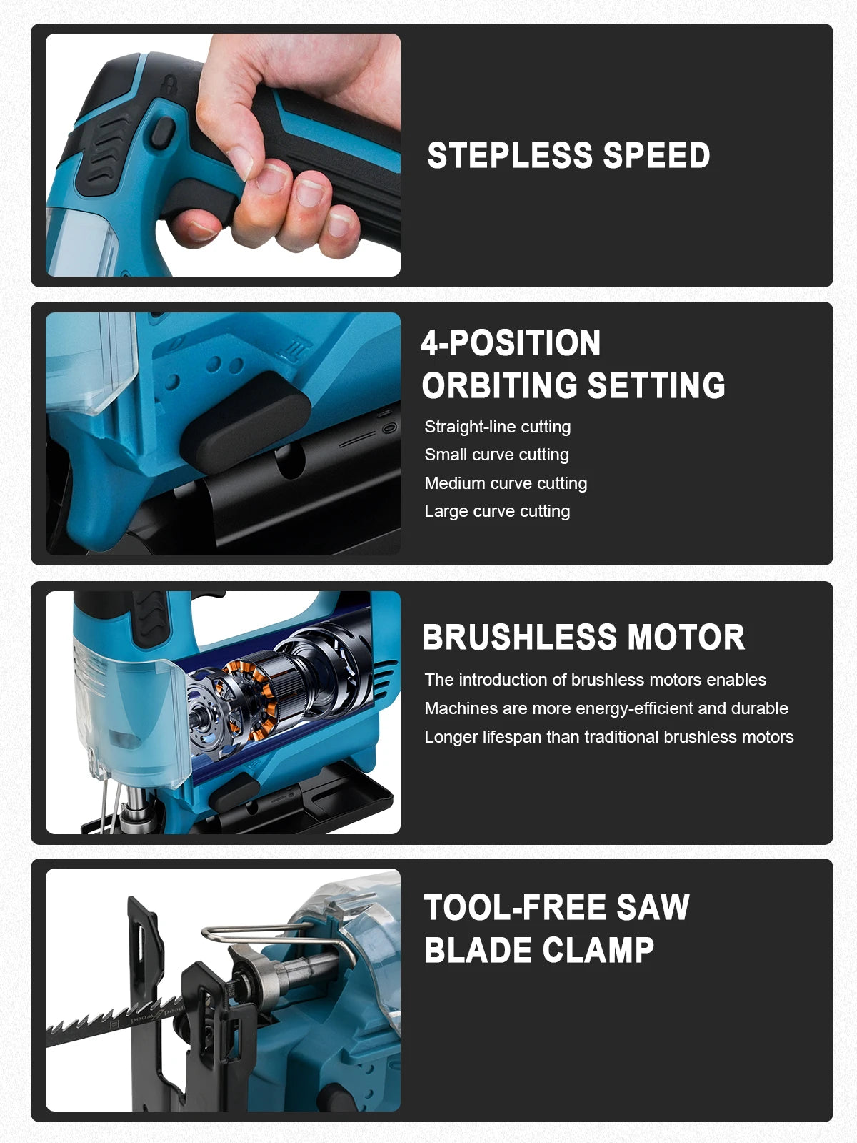 Makita Compatible 18V Gisam 26mm Electric Jigsaw Portable Cordless Saw Multi-Function Wood Cutting Woodworking Machines For Makita 18V Battery pin