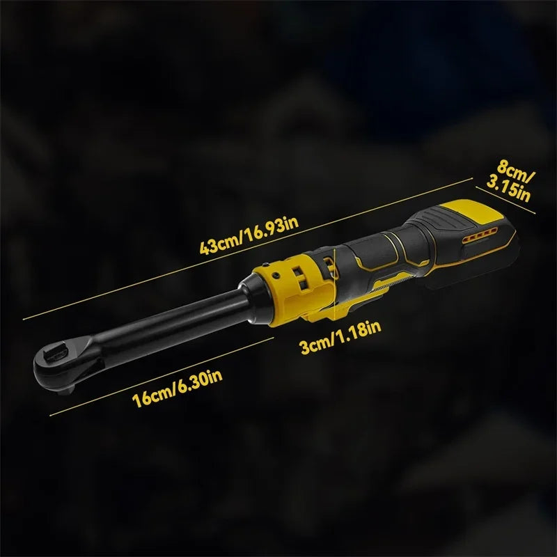 DeWalt Makita Milwaukee Compatible 18V 20V Max JV 3/8" Extended Cordless Ratchet Wrench , Electric Power Ratchet with LED Light For Makita/Dewalt/Milwaukee 18V Li-ion Battery