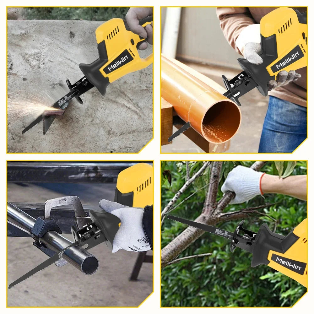 Makita Compatible 18V MELLWIN 3600W Cordless Brushless Electric Reciprocating Saw 12000SPM Wood Metal Pipe Cutting Saw Tool For Makita 18V Battery Pin