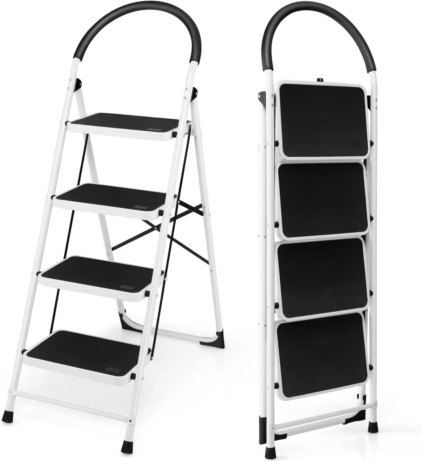 Step ladder 4 Step, Folding Step Stool Stepladders W/Widen Pedal, Portable Step Ladder for Home and Kitchen Use, 150KG Weight Capaci