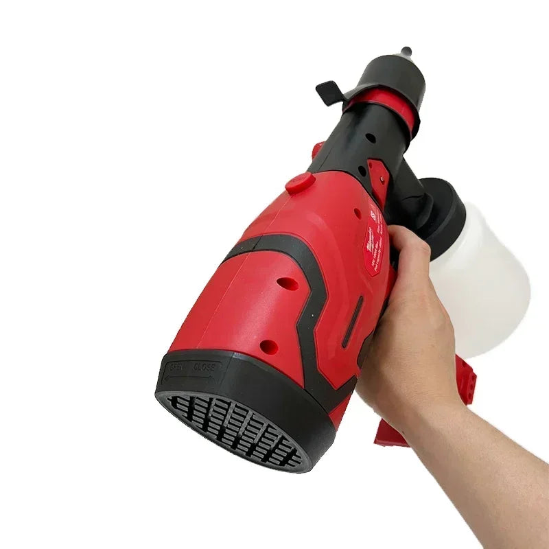Milwaukee 18V 800ML Electric Spray Gun Cordless Paint Sprayer Auto Furniture Steel Coating Airbrush Compatible Red Electric Spray