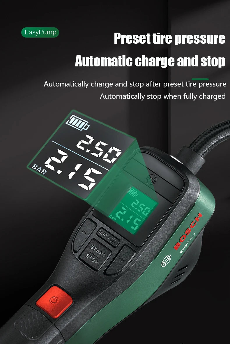 Bosch Cordless Compressed Air Pump Rechargeable Electric Pump 3.6V Portable Tire Inflatable Pump For Bicycle Car Motorcycle Ball