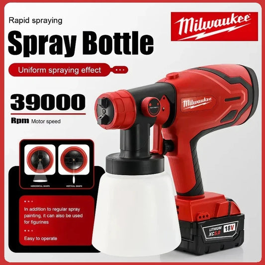 Milwaukee 18V 800ML Electric Spray Gun Cordless Paint Sprayer Auto Furniture Steel Coating Airbrush Compatible Red Electric Spray