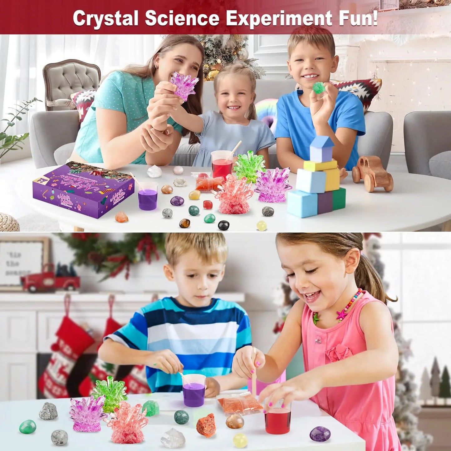 Crystal Growing Kit JV Advent Calendar 2025 24 Days Crystal Gemstones Minerals Rocks & Fossils Advent Calendars Gift for Kids
