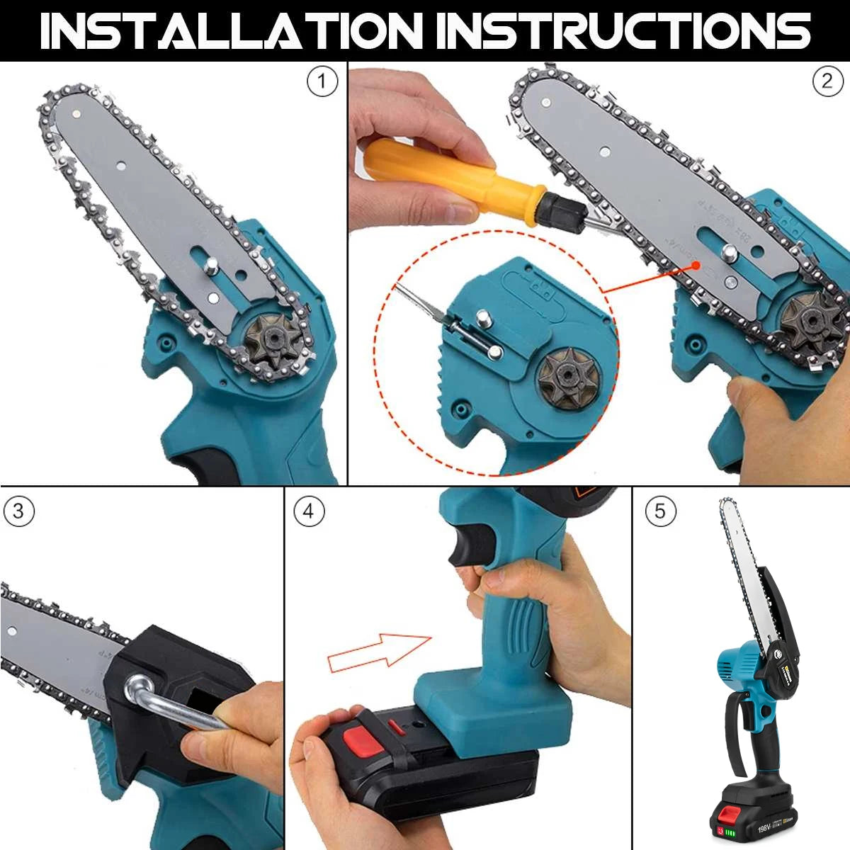Makita Compatible 18V JV 8 Inch Brushless Chain Saw Handheld Pruning Chainsaw Without Battery Woodworking Electric Saw Power Tool For Makita 18V Battery