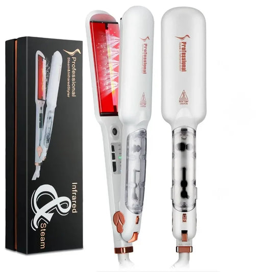 Hair straightener 230°C Professional Steam Hair Straightener Infrared Care Ceramic Coated 2-Inch-Wide Plates for Salon Straightening Styling