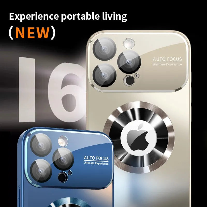 iPhone Titanium Metallic Luxury Matte Case For iPhone 16 15 14 13 12 11 Pro Max Plus For Magsafe Glass Lens Camera Protection Cover
