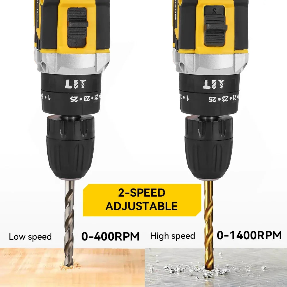 MELLWIN 25+3 Torque Electric Drill 12V Cordless Drill Electric Screwdriver 2 Gear Speed Adjustable Mini Electric Driver Tool Set