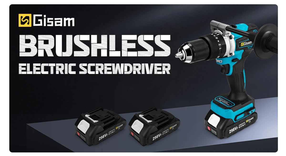 Makita Compatible 18V Gisam 650NM Brushless Electric Impact Drill 13MM Chuck Driver Cordless Electric Screwdriver Tool for Makita 18V Battery Pins