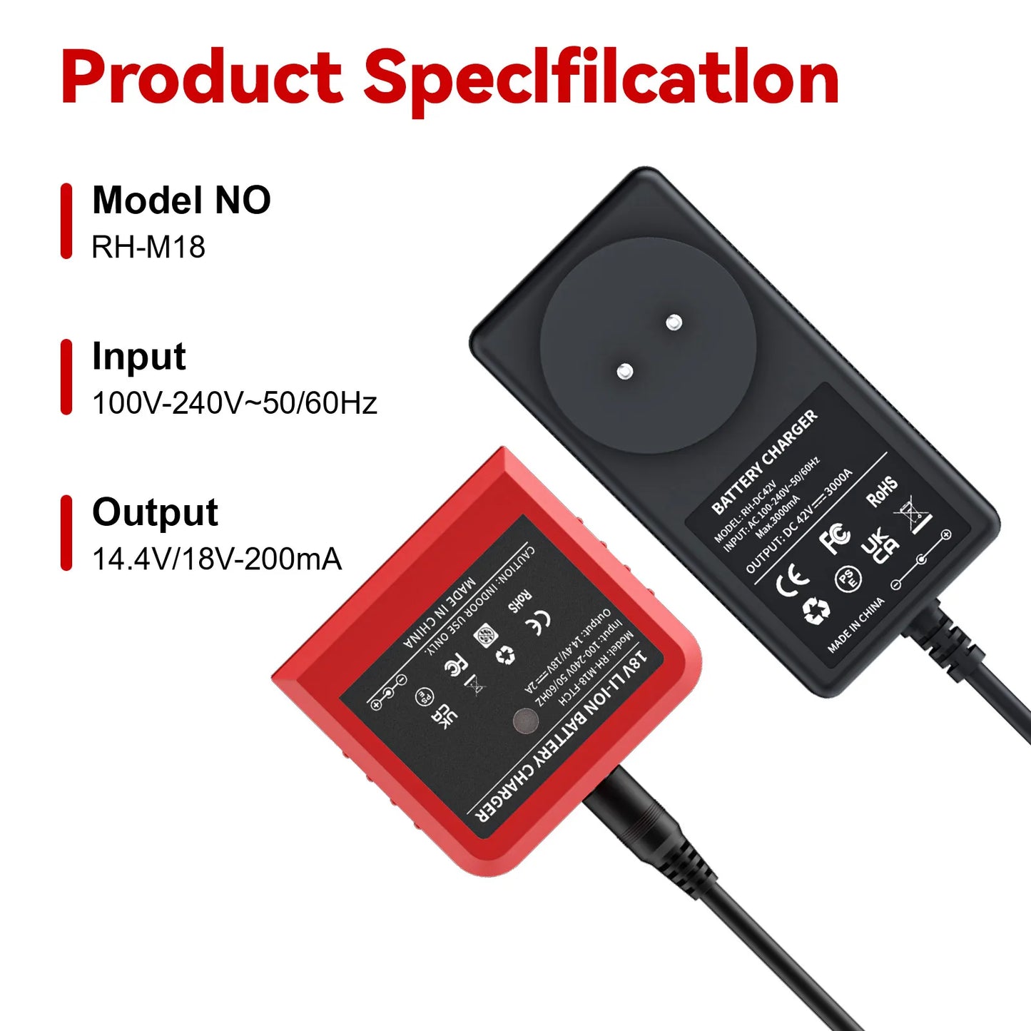 Milwaukee Compatible M18 18v Battery Charger for M18M18B5
