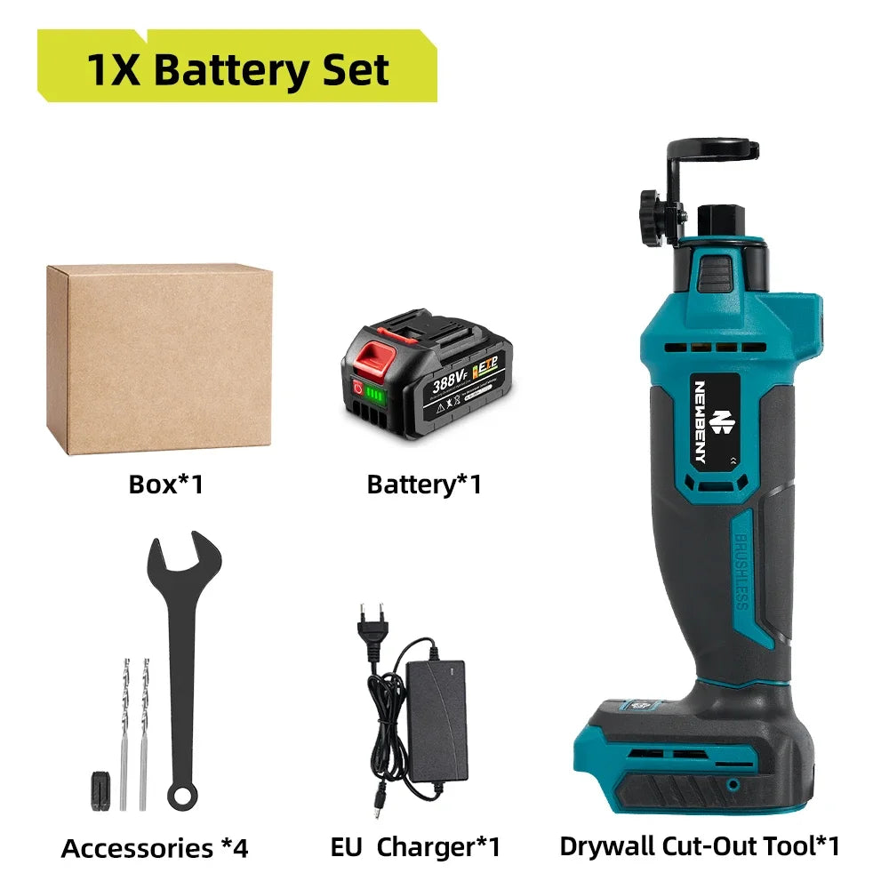 Makita Compatible 18V JV NEWBENY Brushless Electric Drywall Cut Out Tool 3 Gears Cordless Cutting Wood Drywall Sheetrock Wood For Makita 18V Battery Pin